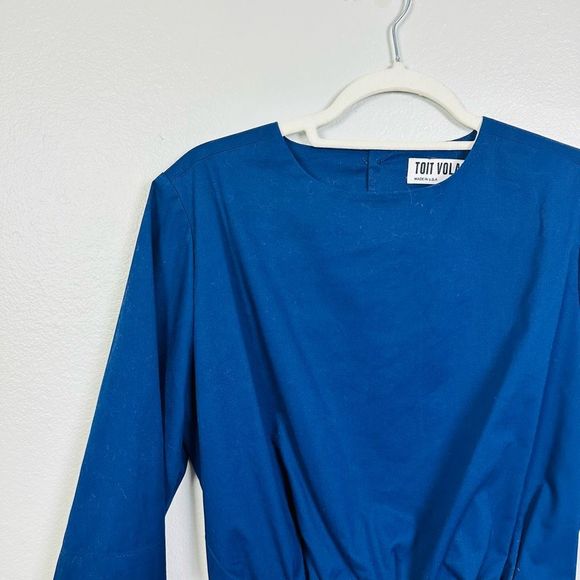 TOIT VOLANT V-Neck Mid Sleeve Work Career Dress Open Back Blouse Size Medium - Picture 2 of 9